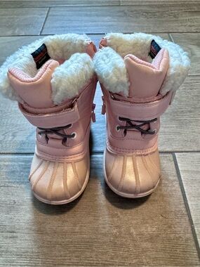 Cat & Jack Pink Winter Snow Boots with Fleece Lining